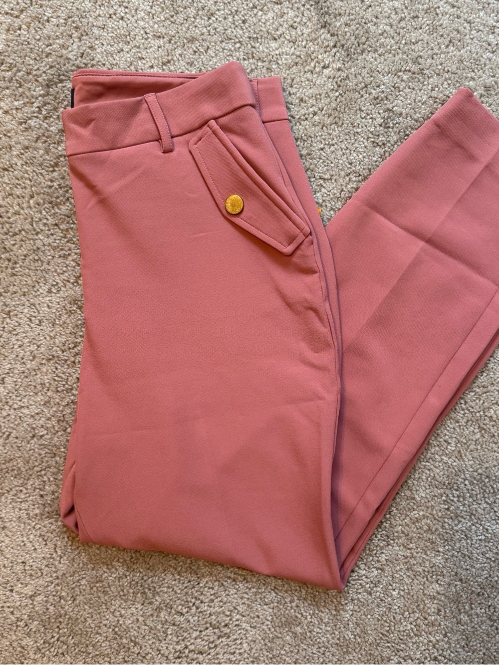 Express Dusty Rose High Rise Crop Pants Gold Button Size 8R